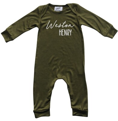 Personalized First and Middle Name Silky Baby Long Sleeve Romper- Gender Neutral - image3